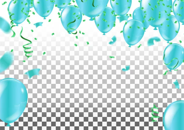 Fondo festivo con banderas azules y globos. Vector — Vector de stock