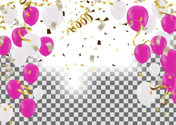Vector party balloons illustration. Confetti and ribbons flag Ce — 스톡 벡터