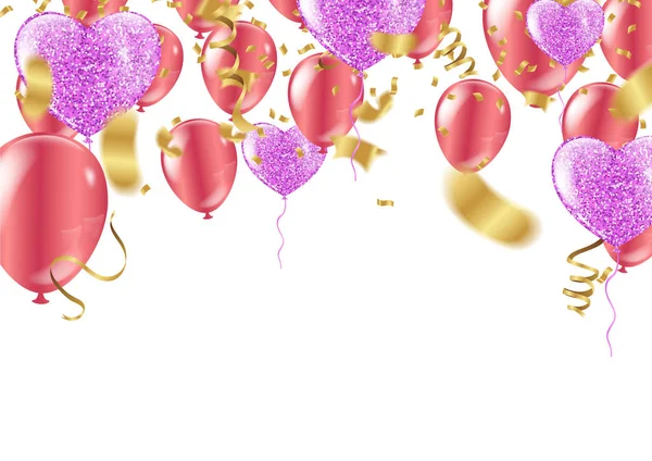 Boldog születésnapot vektor illusztráció - Arany fólia konfetti és co — Stock Vector