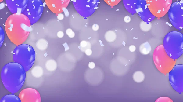 Wektor Ilustracja fioletowe balony Tajemnica tle z — Wektor stockowy