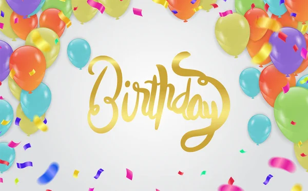 Feliz Cumpleaños. Hermosa tarjeta de felicitación rayada caligrafía tex — Vector de stock