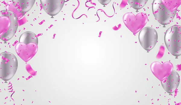 Balloons header background design element of Happy Luxury birthd — 스톡 벡터