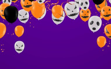 Cadılar Bayramı Balonlarıyla Cadılar Bayramı Arkaplanı. Hava balonu.