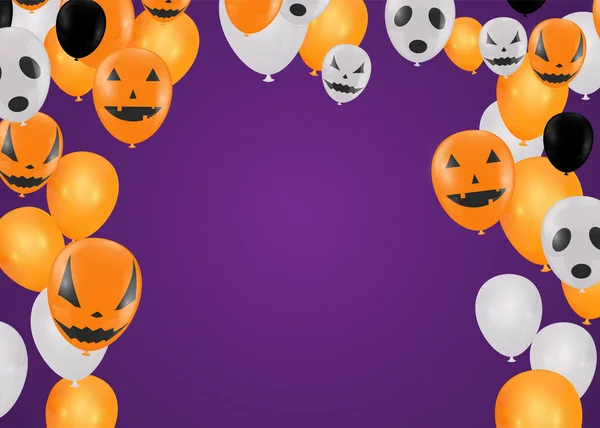 Halloween achtergrond met Halloween Ghost Ballonnen.Enge lucht bal — Stockvector