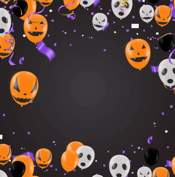 Halloween achtergrond met Halloween Ghost Ballonnen.Enge lucht bal — Stockvector