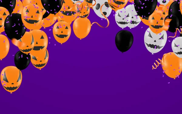 Fundo de Halloween com Halloween Ghost Balloons.Scary bal ar — Vetor de Stock