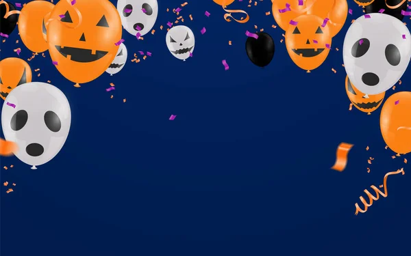 Fundo de Halloween com Halloween Ghost Balloons.Scary bal ar — Vetor de Stock