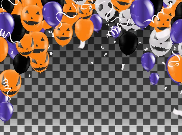 Sfondo di Halloween con Halloween Ghost Balloons.Scary aria bal — Vettoriale Stock