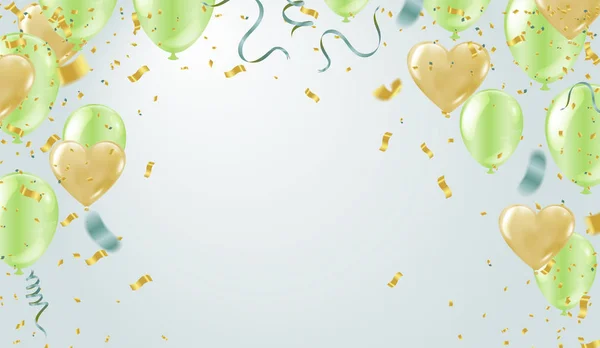 Heart balloons Vector party balloons illustration. Confetti and — Stock Vector