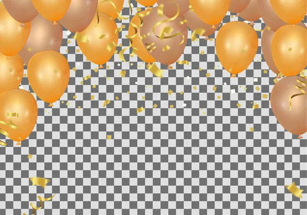 Laranja rosa banner balão de ouro no fundo vector illustratio — Vetor de Stock