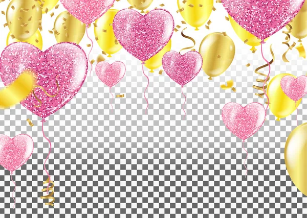 Illustrazione di palloncini per feste vettoriali. Confetti Biglietto di auguri desi — Vettoriale Stock