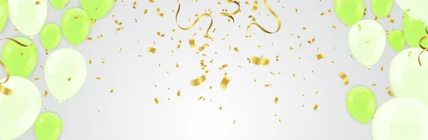 Modèle de fond de célébration avec rubans confettis illustrati — Image vectorielle