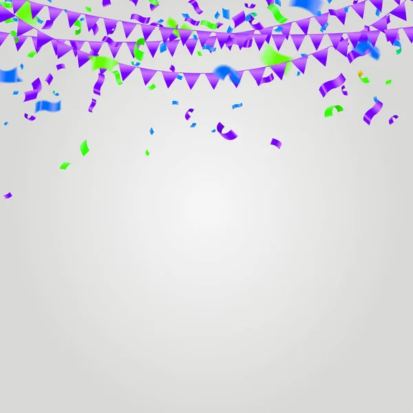 Abstract Shining Party Achtergrond met confetti en streamers — Stockvector