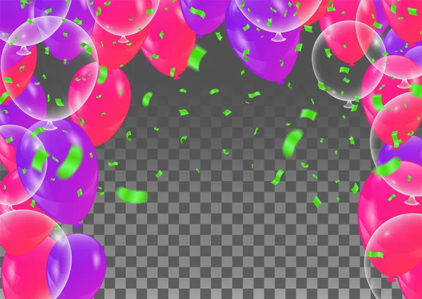 Joyeux anniversaire modèle de carte de voeux avec confett de couleur festive — Image vectorielle