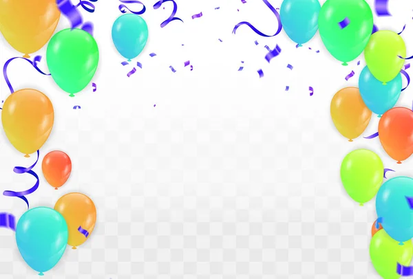 Tarjeta de felicitación feliz año nuevo en el fondo con serpentín — Vector de stock