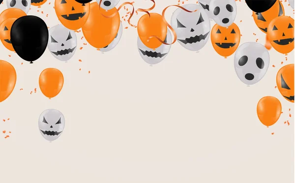 Lettering Feliz Halloween. Diseño con globos — Vector de stock