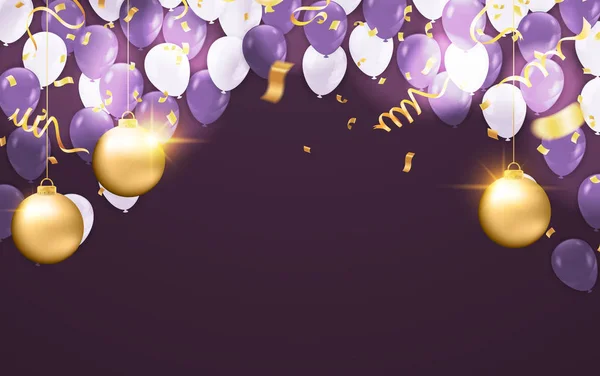 Wektor ilustracja balon szczęśliwy nowy rok złoto i czarny kol — Wektor stockowy