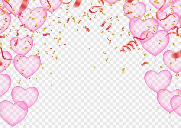 Día de San Valentín, plantilla de banner. globos cardíacos con fondo — Vector de stock