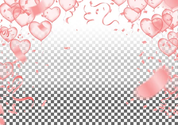 Día de San Valentín, plantilla de banner. globos cardíacos con fondo — Vector de stock