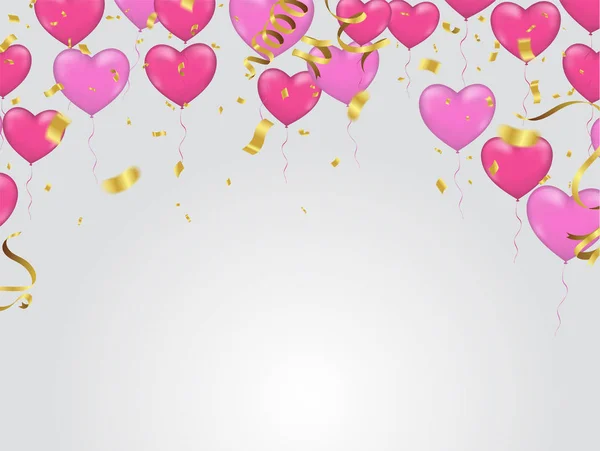 Valentine's day, banner template. heart balloons with background — ストックベクタ