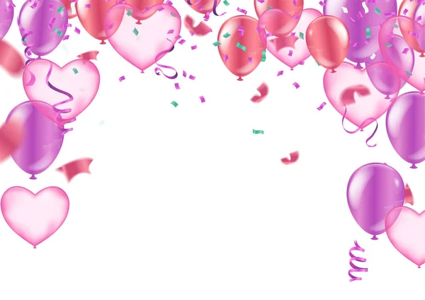 Valentýn, šablona plakátu. srdeční balónky s pozadím — Stockový vektor
