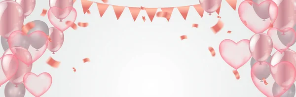 Valentine's day, banner template. heart balloons Celebration Vec — 스톡 벡터