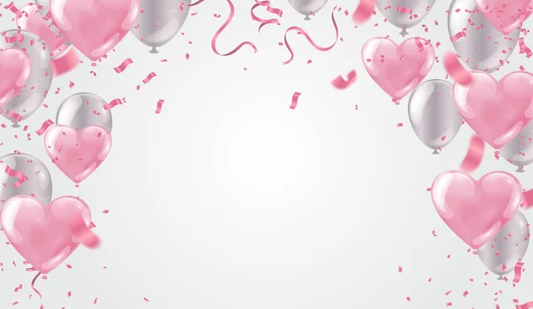 Valentine's day, banner template. heart balloons Celebration Vec — ストックベクタ