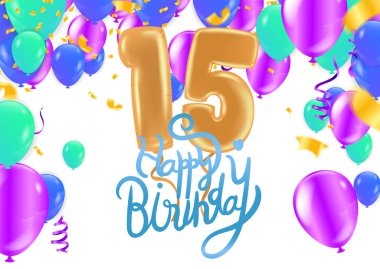 Doğum günün kutlu olsun 15 yıllık balon. parti dekorasyon balonu