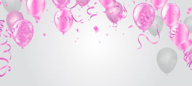 Pembe ve beyaz balonlar ve beyaz arka plan. Eps 10 vect