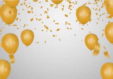 Altın balonlar ve yılan balıklarıyla kutlama partisi afişi