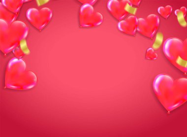 Kırmızının Sevgililer Günü arkaplanı. Vektör çizimi. Sevimli aşk