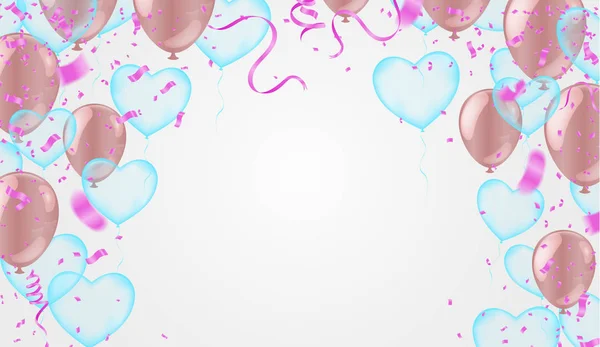 День Валентина, шаблонні реалістичні повітряні кульки у формі — стоковий вектор
