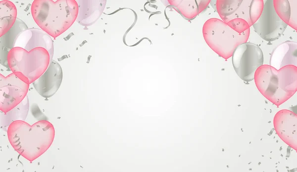 Saint Valentin, modèle ballons d'air réalistes sous la forme de — Image vectorielle