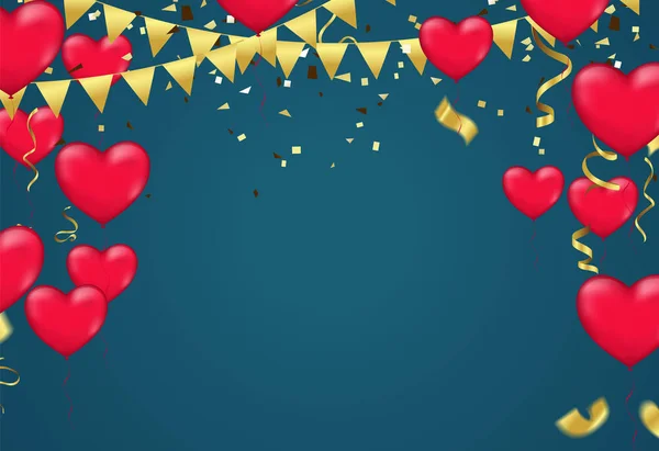 Día de San Valentín, Plantilla Globos de aire realistas en forma de — Vector de stock