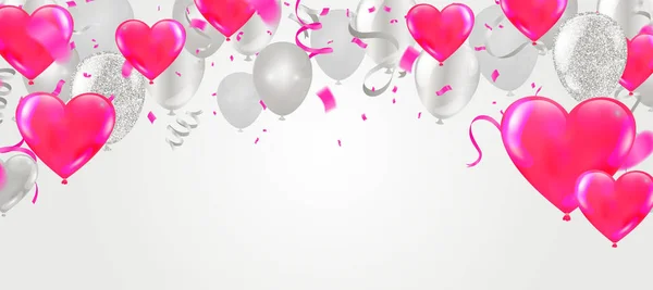 Happy Valentine's Day Party Flyer. Beau fond avec Rea — Image vectorielle