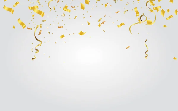 Fallande glänsande gyllene konfetti isolerad på transparent bakgrund — Stock vektor
