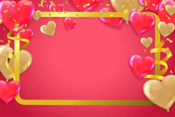 Valentines Background with Blur Hearts. Greeting Card. Vector il — Stock Vector