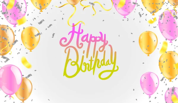 贺卡和纸页的生日快乐字体矢量设计 — 图库矢量图片