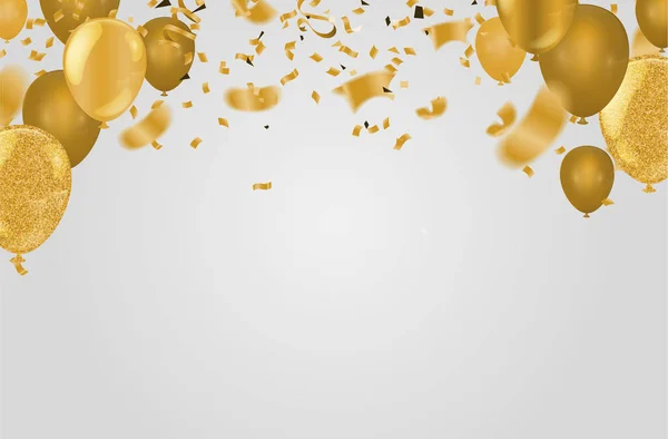 Altın balonlar ve yılan balıklarıyla kutlama partisi afişi