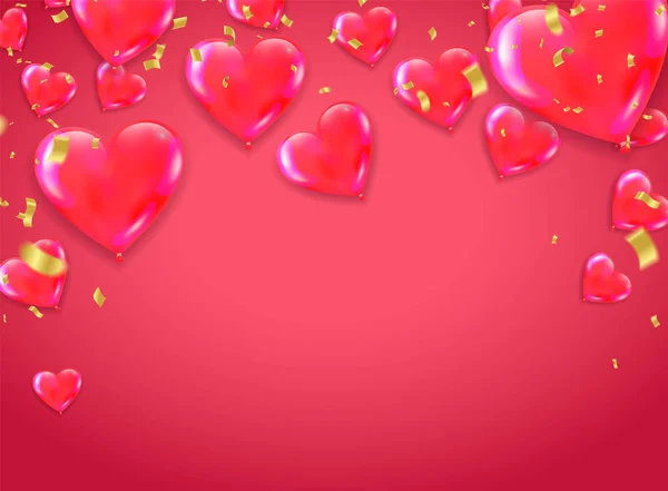 Valentijnsdag achtergrond op rood. Vector illustratie. Leuke lov — Stockvector