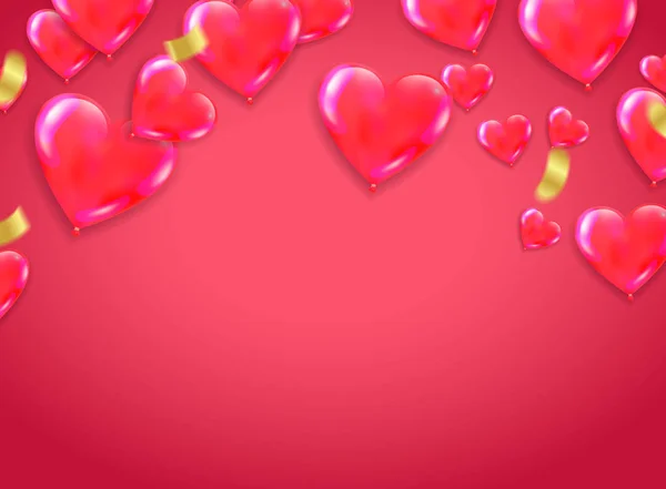 Valentijnsdag achtergrond op rood. Vector illustratie. Leuke lov — Stockvector