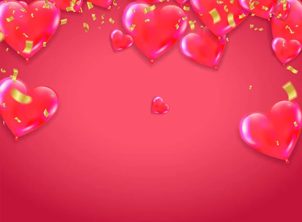 Kırmızının Sevgililer Günü arkaplanı. Vektör çizimi. Sevimli aşk — Stok Vektör