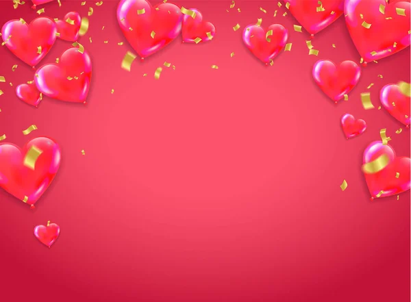 Valentijnsdag achtergrond op rood. Vector illustratie. Leuke lov — Stockvector