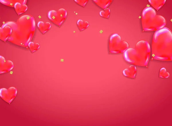 Fondo del Día de San Valentín en rojo. Ilustración vectorial. Lindo amor — Archivo Imágenes Vectoriales
