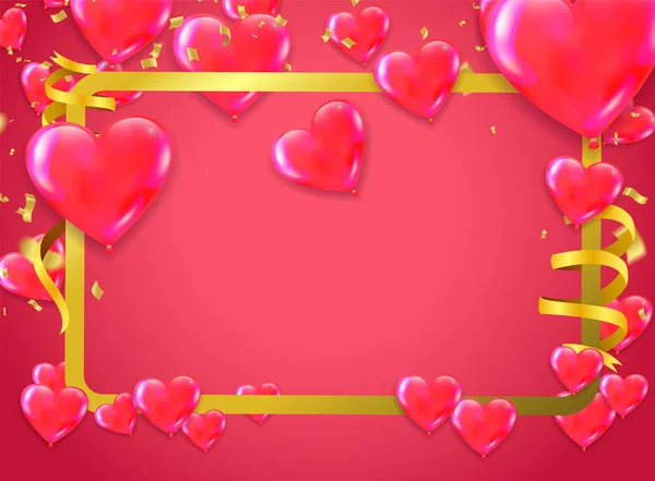 Valentines Background with Blur Hearts. Greeting Card. Vector il — Stock Vector