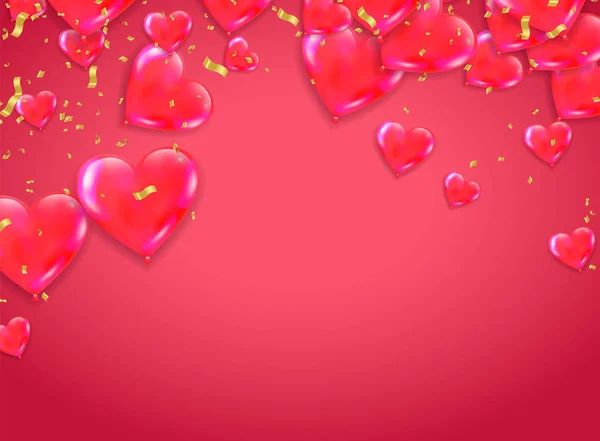 Valentine's Day background on red. Vector illustration. Cute lov — Stock Vector