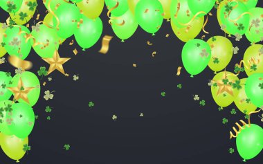 Parti balonları resimli Clover, Aziz Patrick Günü 'nün şeffaf arkaplanını bırakıyor. Poster ya da afiş tasarımı. 