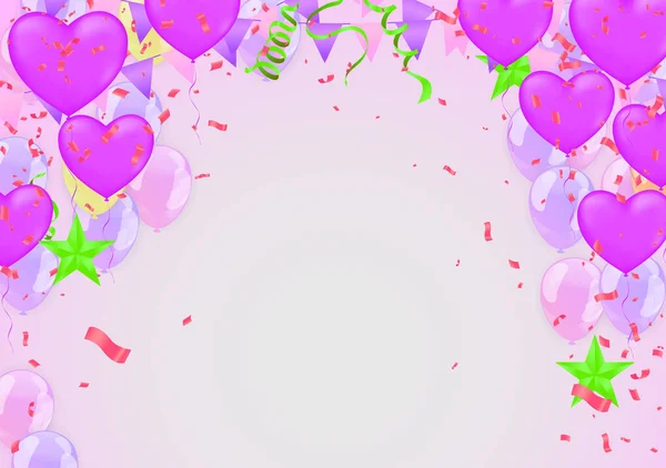 Happy Birthday Hintergründe Große Eröffnungszeremonie Vektorbanner Realistische Hochglanzballons Konfetti — Stockvektor