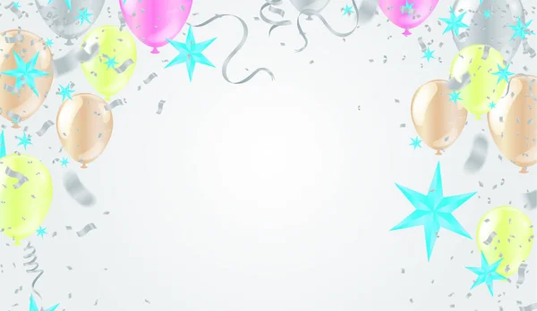 Arka Planda Uçan Balonlar Düğününüzü Doğum Gününüzü Kutlamanızı Tatilinizi Göstermek — Stok Vektör
