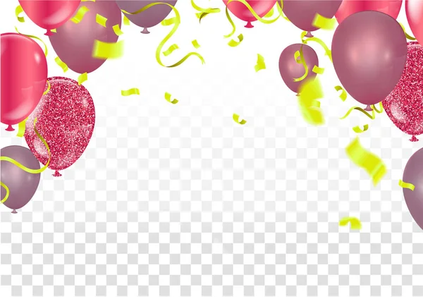 Cartão Festivo Com Balões Voadores Fundo Brilhante Festa Vetorial Celebração — Vetor de Stock
